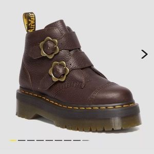 Dark Brown Devon Flower Buckle Dr. Martens